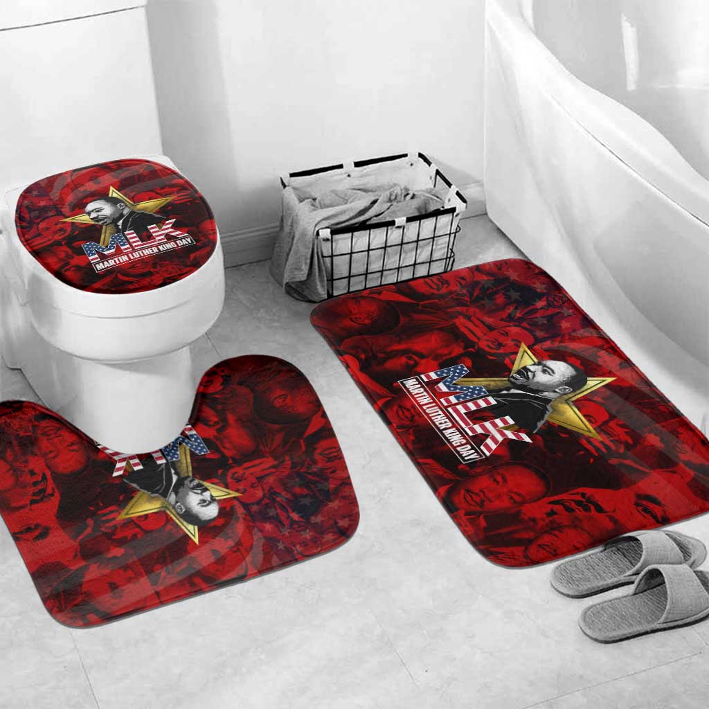 MLK Day Bathroom Set Martin Luther King Jr Tribute American Flag Lettering - African Pride