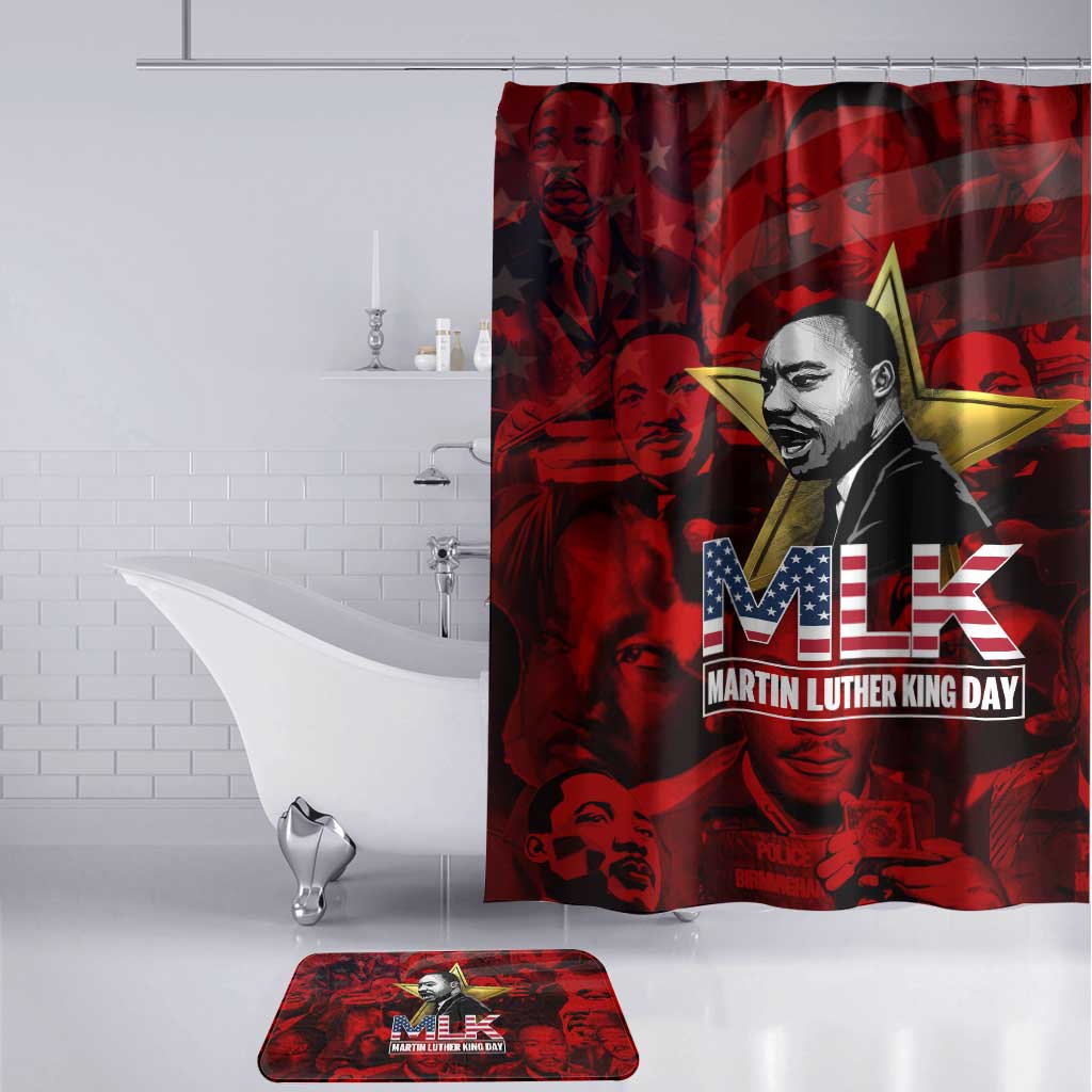 MLK Day Bathroom Set Martin Luther King Jr Tribute American Flag Lettering - African Pride