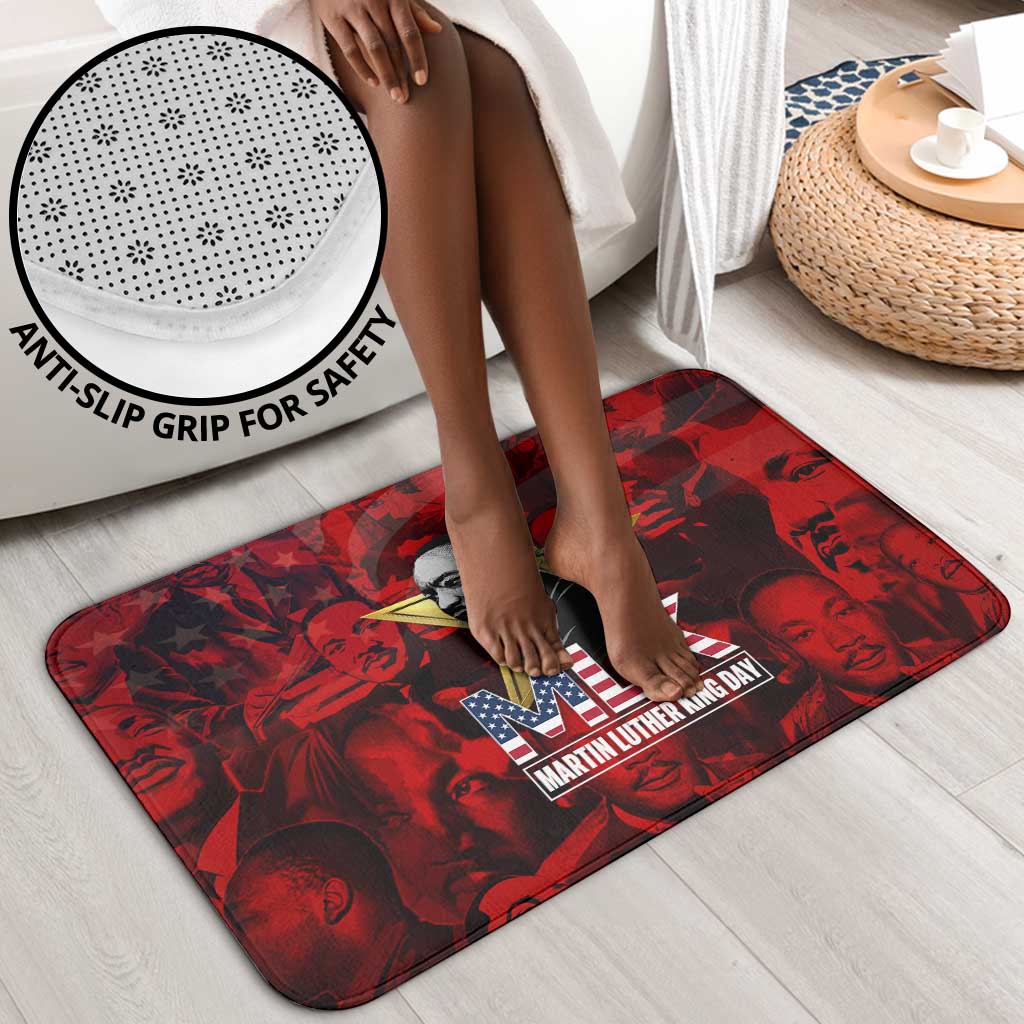 MLK Day Bathroom Set Martin Luther King Jr Tribute American Flag Lettering - African Pride