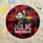 MLK Day Beach Blanket Martin Luther King Jr Tribute American Flag Lettering - African Pride