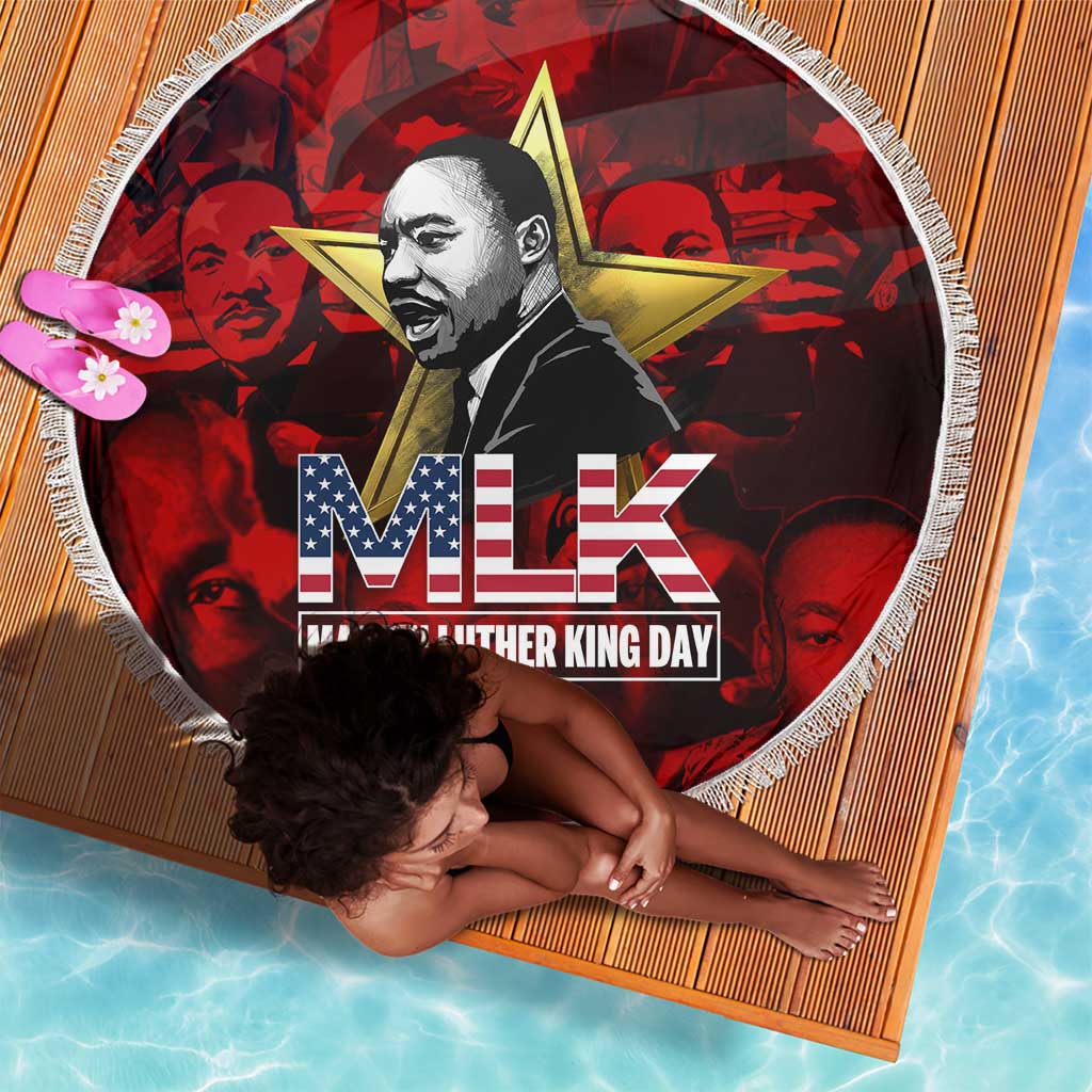 MLK Day Beach Blanket Martin Luther King Jr Tribute American Flag Lettering - African Pride
