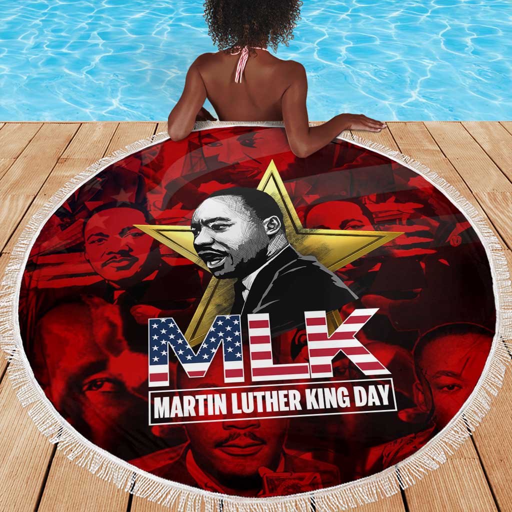 MLK Day Beach Blanket Martin Luther King Jr Tribute American Flag Lettering - African Pride