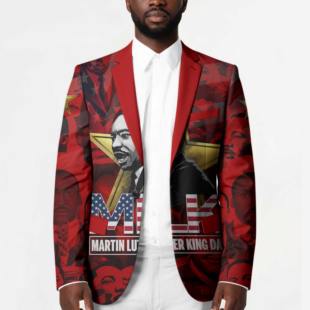 MLK Day Blazer Martin Luther King Jr Tribute American Flag Lettering - African Pride