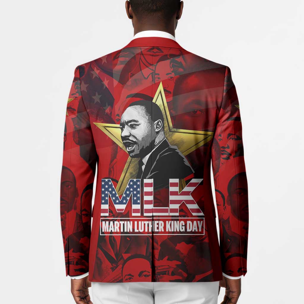 MLK Day Blazer Martin Luther King Jr Tribute American Flag Lettering - African Pride