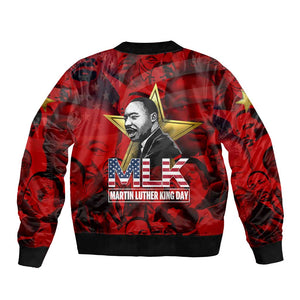 MLK Day Bomber Jacket Martin Luther King Jr Tribute American Flag Lettering - African Pride