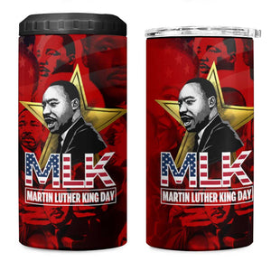 MLK Day 4 in 1 Can Cooler Tumbler Martin Luther King Jr Tribute American Flag Lettering - African Pride