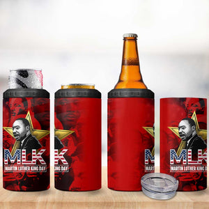 MLK Day 4 in 1 Can Cooler Tumbler Martin Luther King Jr Tribute American Flag Lettering - African Pride