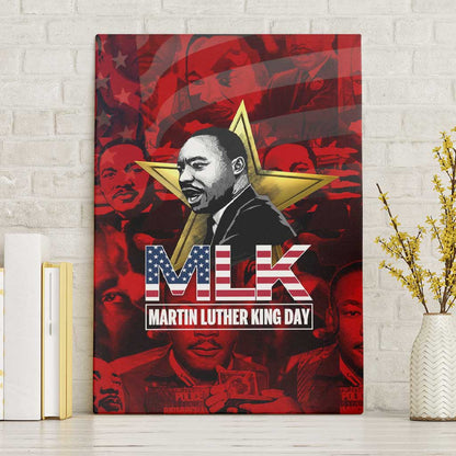 MLK Day Canvas Wall Art Martin Luther King Jr Tribute American Flag Lettering - African Pride