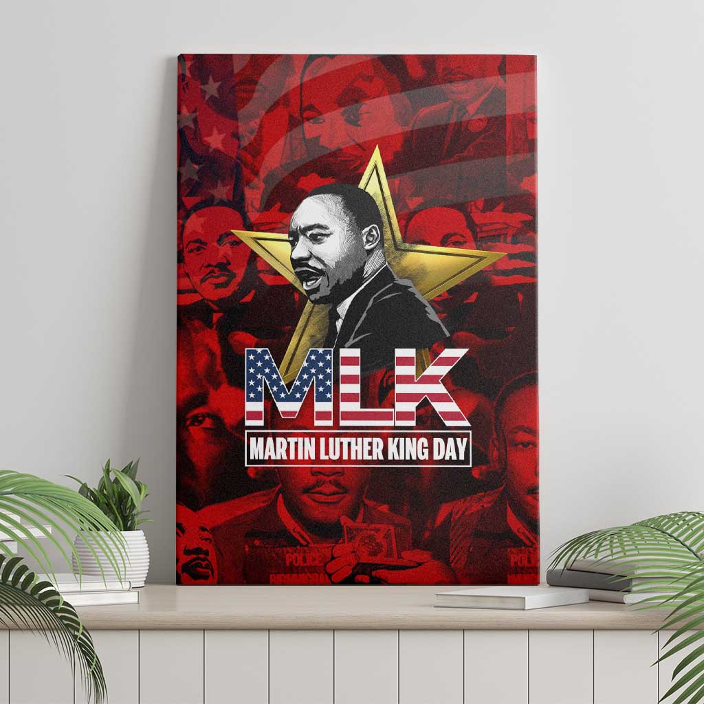 MLK Day Canvas Wall Art Martin Luther King Jr Tribute American Flag Lettering - African Pride