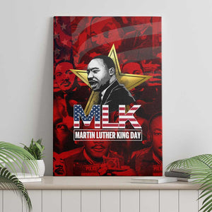 MLK Day Canvas Wall Art Martin Luther King Jr Tribute American Flag Lettering - African Pride