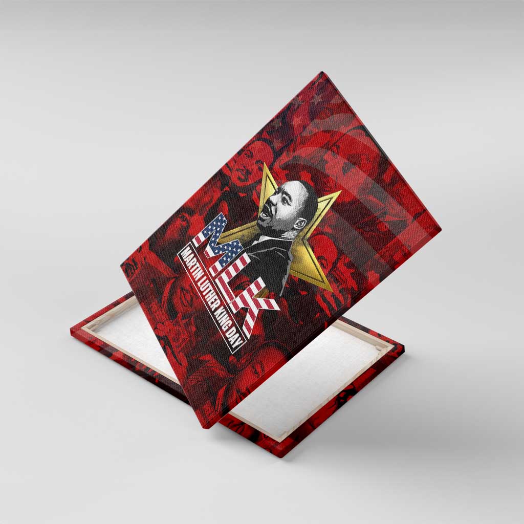 MLK Day Canvas Wall Art Martin Luther King Jr Tribute American Flag Lettering - African Pride