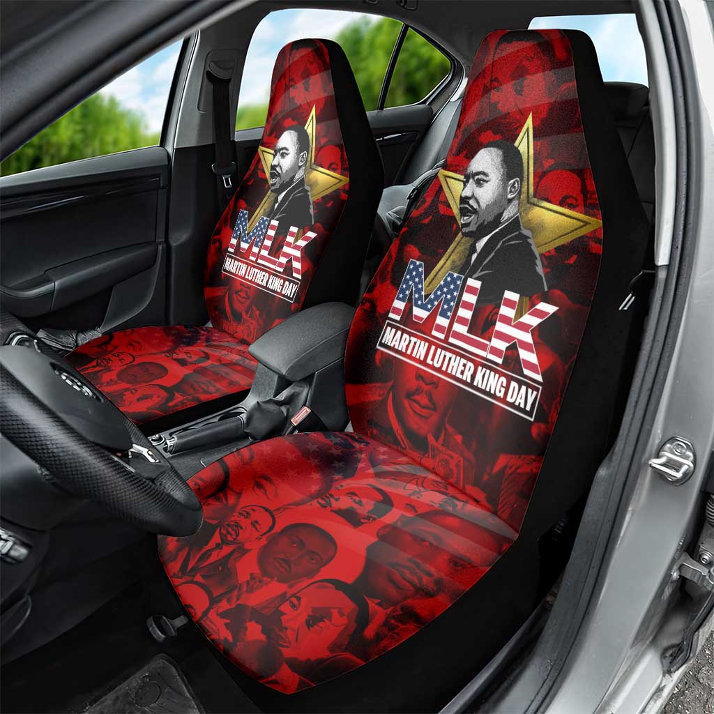 MLK Day Car Seat Cover Martin Luther King Jr Tribute American Flag Lettering - African Pride