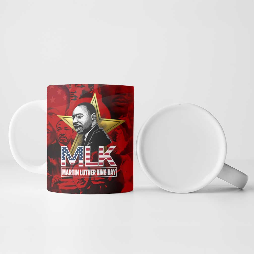 MLK Day Ceramic Mug Martin Luther King Jr Tribute American Flag Lettering - African Pride