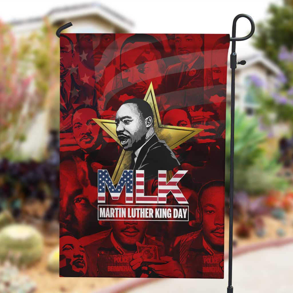 MLK Day Garden Flag Martin Luther King Jr Tribute American Flag Lettering - African Pride