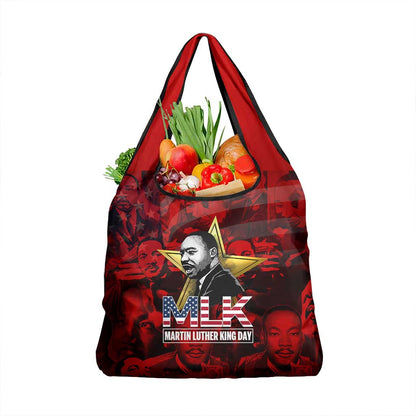 MLK Day Grocery Bag Martin Luther King Jr Tribute American Flag Lettering - African Pride