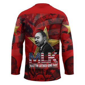 MLK Day Hockey Jersey Martin Luther King Jr Tribute American Flag Lettering - African Pride