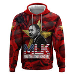 MLK Day Hoodie Martin Luther King Jr Tribute American Flag Lettering - African Pride