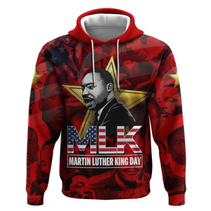 MLK Day Hoodie Martin Luther King Jr Tribute American Flag Lettering - African Pride