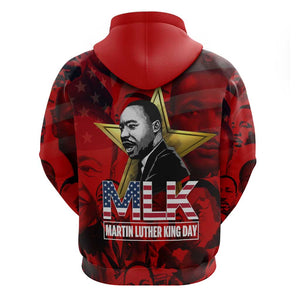 MLK Day Hoodie Martin Luther King Jr Tribute American Flag Lettering - African Pride