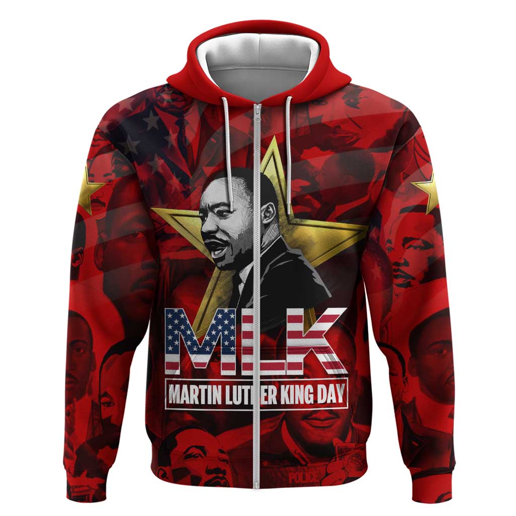 MLK Day Hoodie Martin Luther King Jr Tribute American Flag Lettering - African Pride
