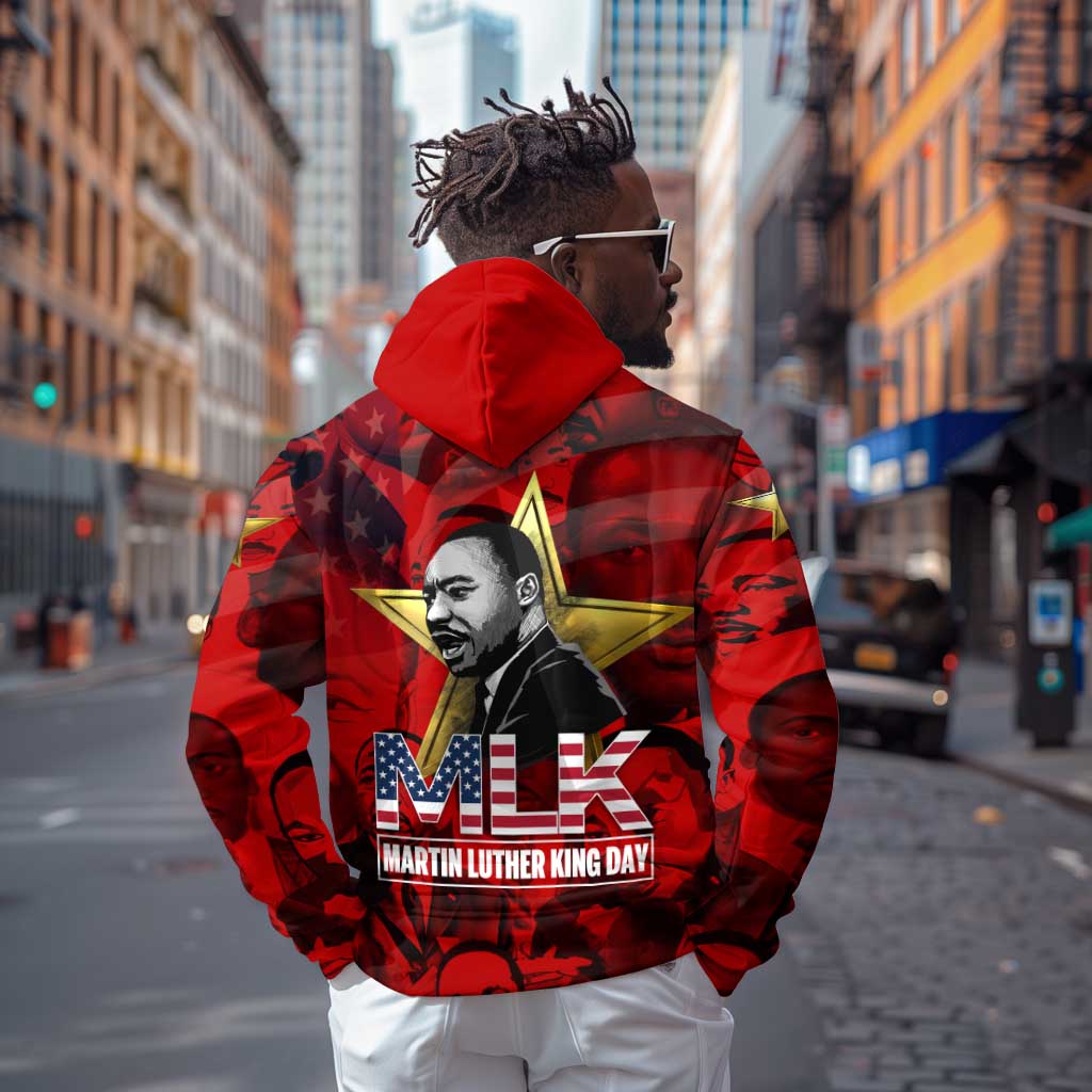 MLK Day Hoodie Martin Luther King Jr Tribute American Flag Lettering - African Pride