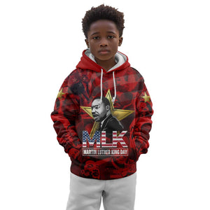 MLK Day Kid Hoodie Martin Luther King Jr Tribute American Flag Lettering - African Pride