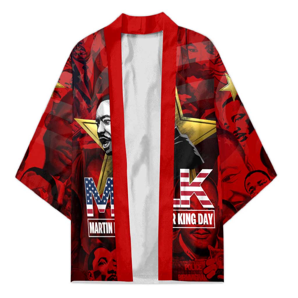 MLK Day Kimono Martin Luther King Jr Tribute American Flag Lettering - African Pride