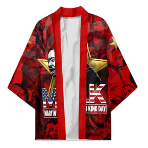 MLK Day Kimono Martin Luther King Jr Tribute American Flag Lettering - African Pride