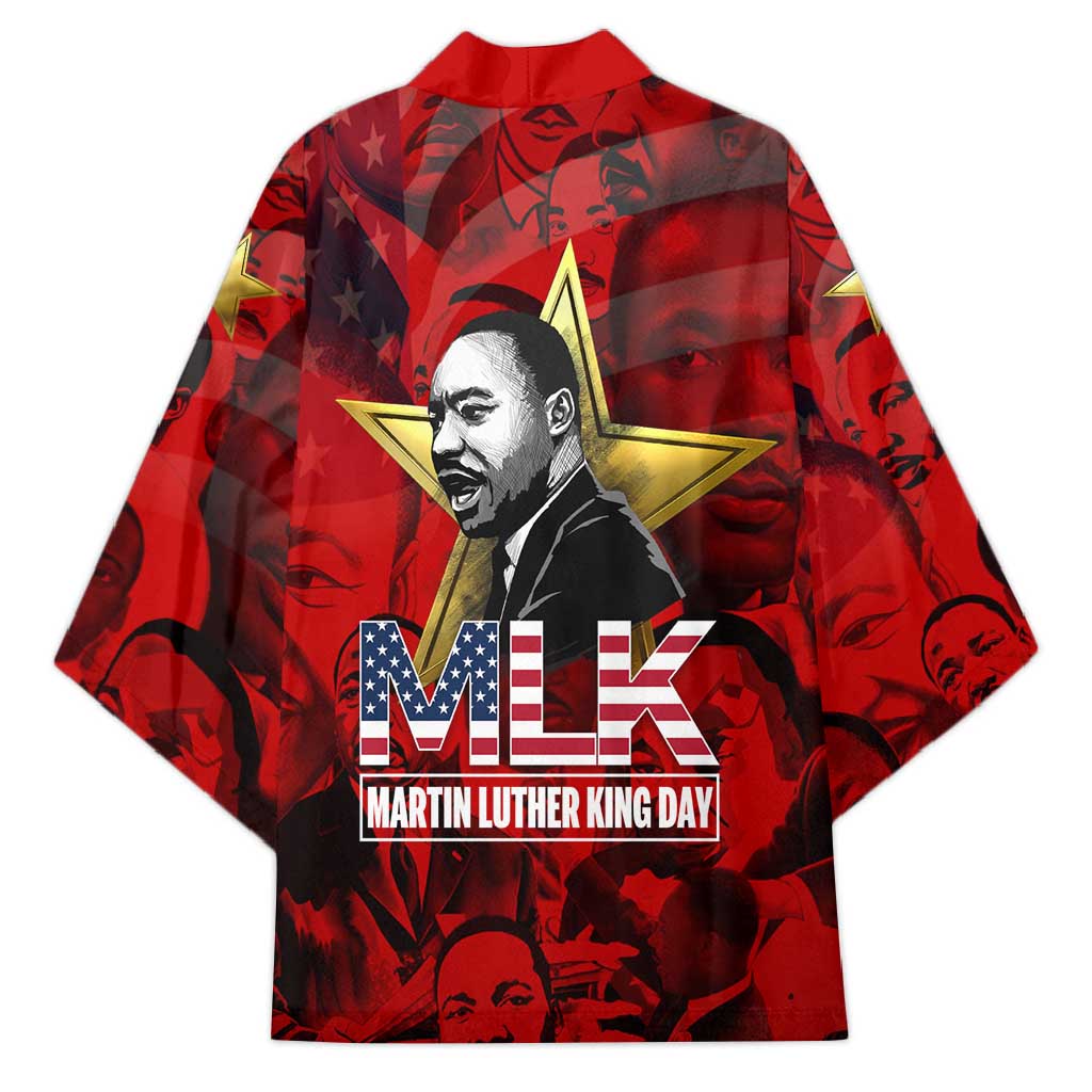 MLK Day Kimono Martin Luther King Jr Tribute American Flag Lettering - African Pride