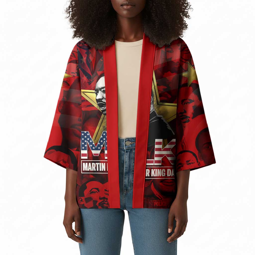 MLK Day Kimono Martin Luther King Jr Tribute American Flag Lettering - African Pride