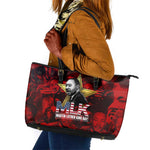 MLK Day Leather Tote Bag Martin Luther King Jr Tribute American Flag Lettering - African Pride
