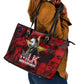 MLK Day Leather Tote Bag Martin Luther King Jr Tribute American Flag Lettering - African Pride