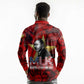 MLK Day Long Sleeve Polo Shirt Martin Luther King Jr Tribute American Flag Lettering - African Pride