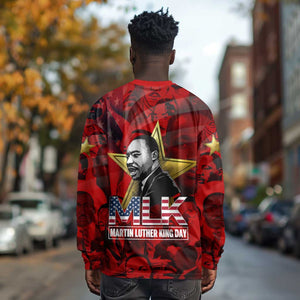 MLK Day Long Sleeve Shirt Martin Luther King Jr Tribute American Flag Lettering - African Pride