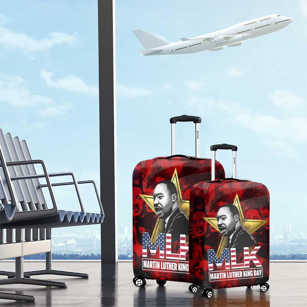MLK Day Luggage Cover Martin Luther King Jr Tribute American Flag Lettering - African Pride