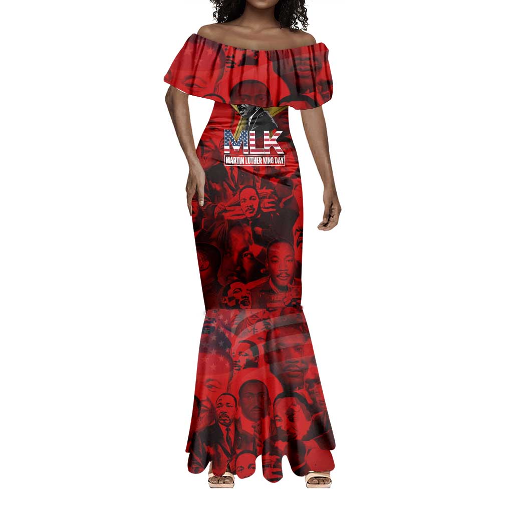 MLK Day Mermaid Dress Martin Luther King Jr Tribute American Flag Lettering - African Pride
