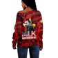 MLK Day Off Shoulder Sweater Martin Luther King Jr Tribute American Flag Lettering - African Pride