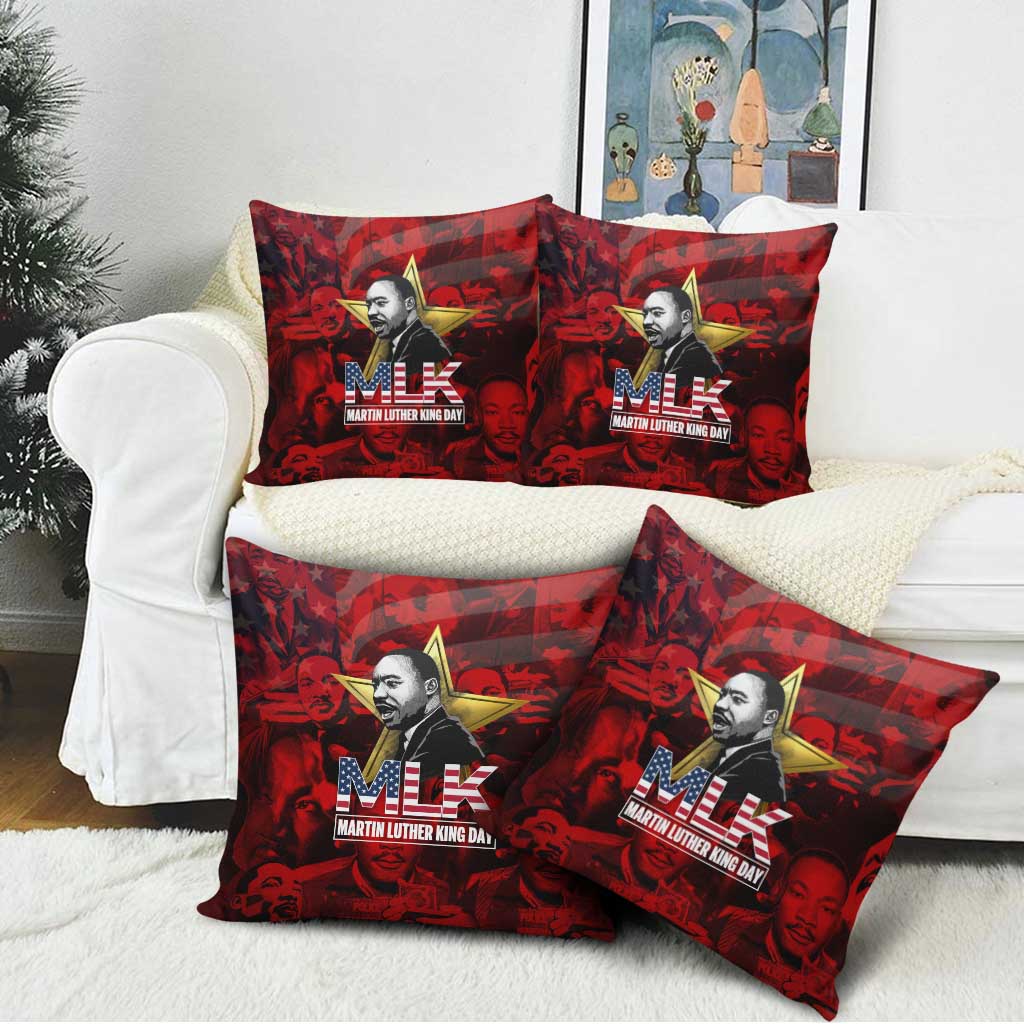 MLK Day Pillow Cover Martin Luther King Jr Tribute American Flag Lettering - African Pride