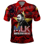 MLK Day Polo Shirt Martin Luther King Jr Tribute American Flag Lettering TS04