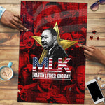 MLK Day Puzzle Martin Luther King Jr Tribute American Flag Lettering - African Pride