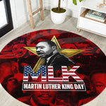 MLK Day Round Carpet Martin Luther King Jr Tribute American Flag Lettering - African Pride