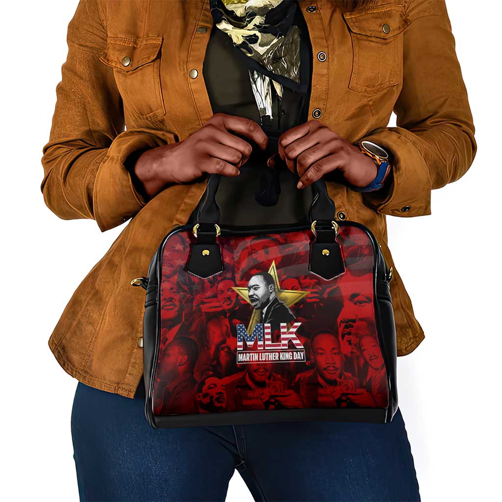 MLK Day Shoulder Handbag Martin Luther King Jr Tribute American Flag Lettering - African Pride