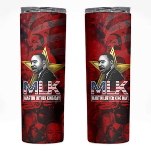 MLK Day Skinny Tumbler Martin Luther King Jr Tribute American Flag Lettering - African Pride