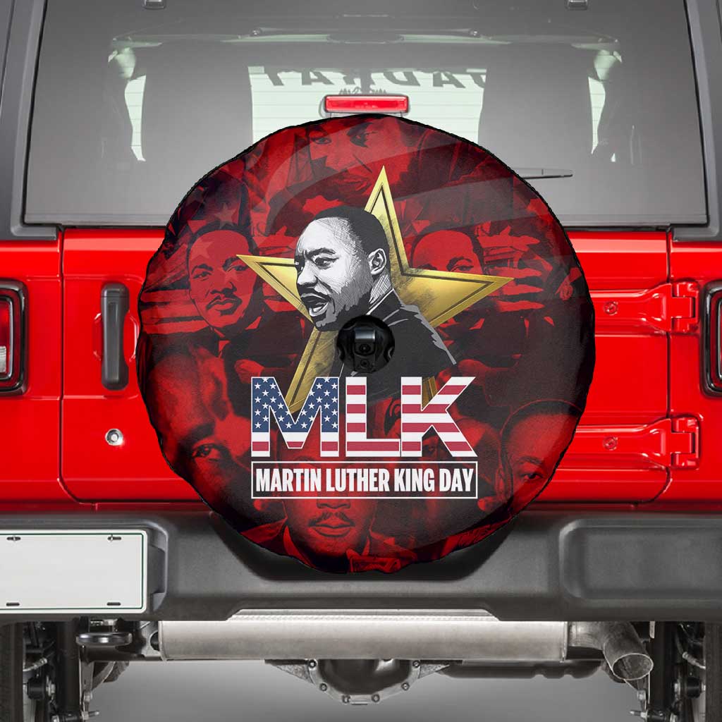 MLK Day Spare Tire Cover Martin Luther King Jr Tribute American Flag Lettering - African Pride