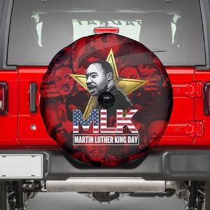 MLK Day Spare Tire Cover Martin Luther King Jr Tribute American Flag Lettering - African Pride