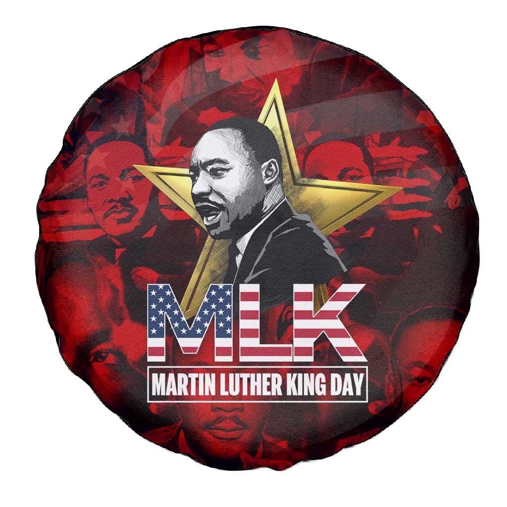 MLK Day Spare Tire Cover Martin Luther King Jr Tribute American Flag Lettering - African Pride