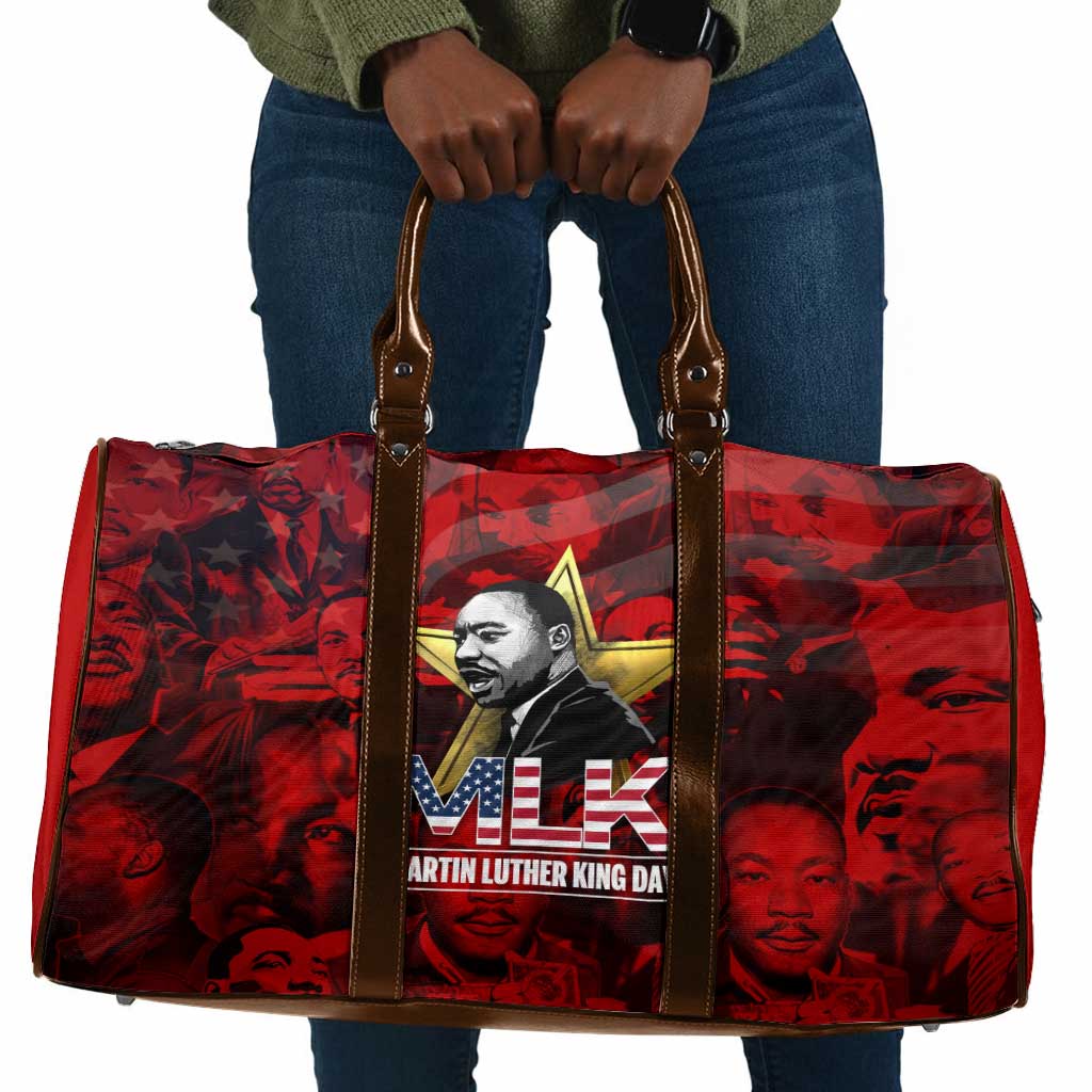 MLK Day Travel Bag Martin Luther King Jr Tribute American Flag Lettering - African Pride
