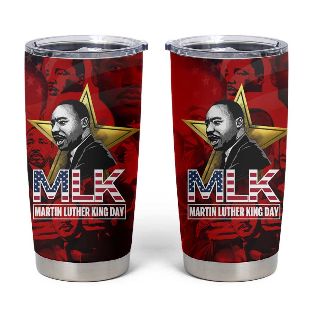 MLK Day Tumbler Cup Martin Luther King Jr Tribute American Flag Lettering - African Pride