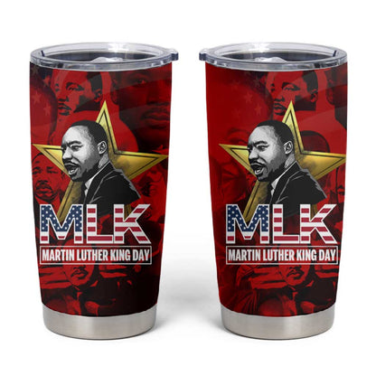 MLK Day Tumbler Cup Martin Luther King Jr Tribute American Flag Lettering - African Pride