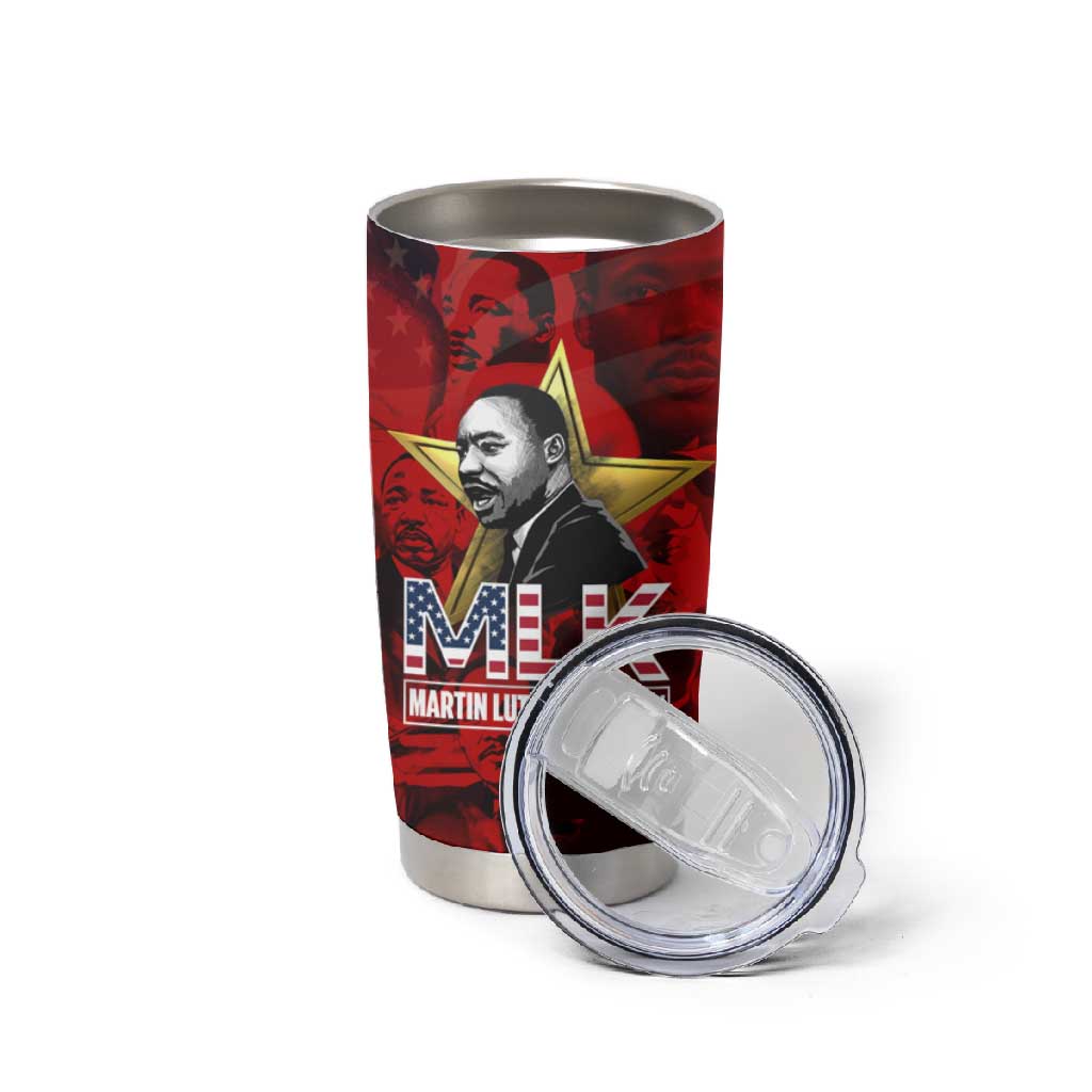 MLK Day Tumbler Cup Martin Luther King Jr Tribute American Flag Lettering - African Pride